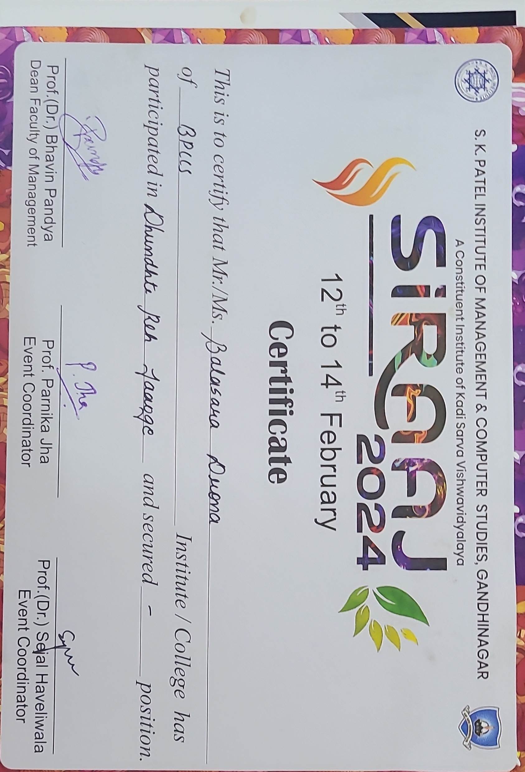 Tug of War Certificate